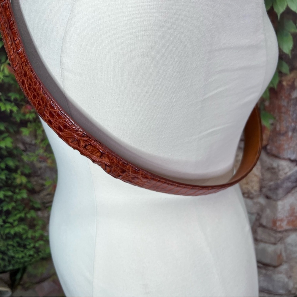 VINTAGE WESTERN Exotic Croc Embossed Leather Belt, 48 - Picture 4 of 11